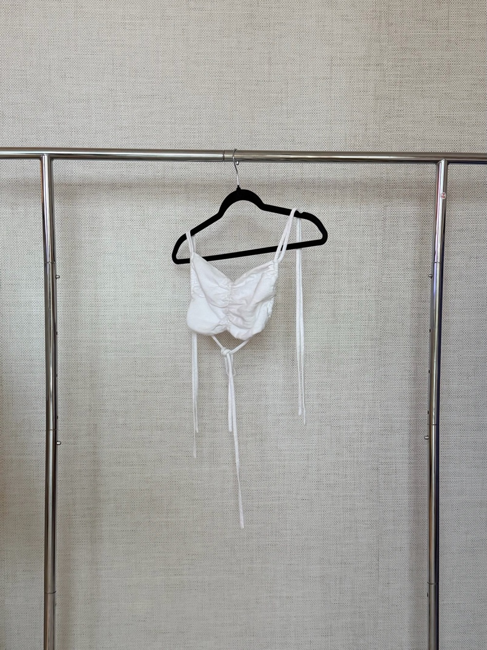 White Ruched Tie-Front Crop Top - Women